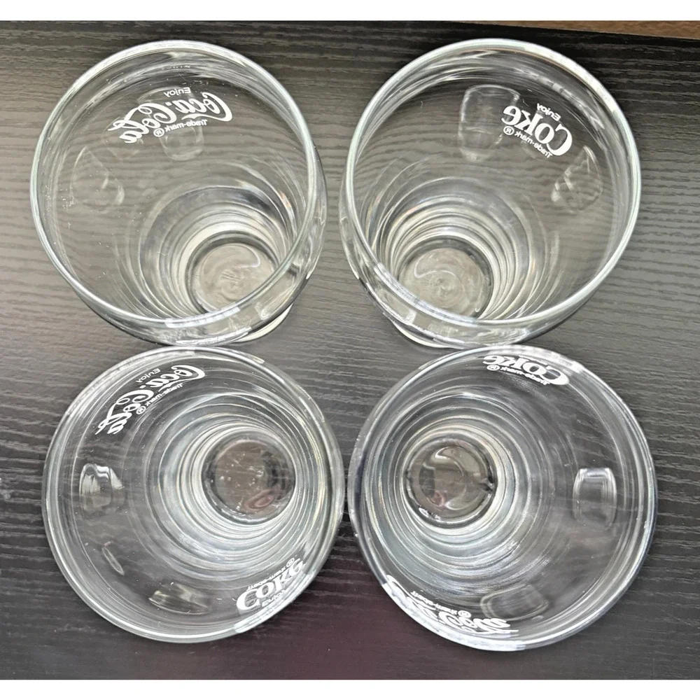 Set of 4 Vintage Clear Libbey Coca-Cola Fountain 10 Oz Glass Cup Enjoy Coke 5